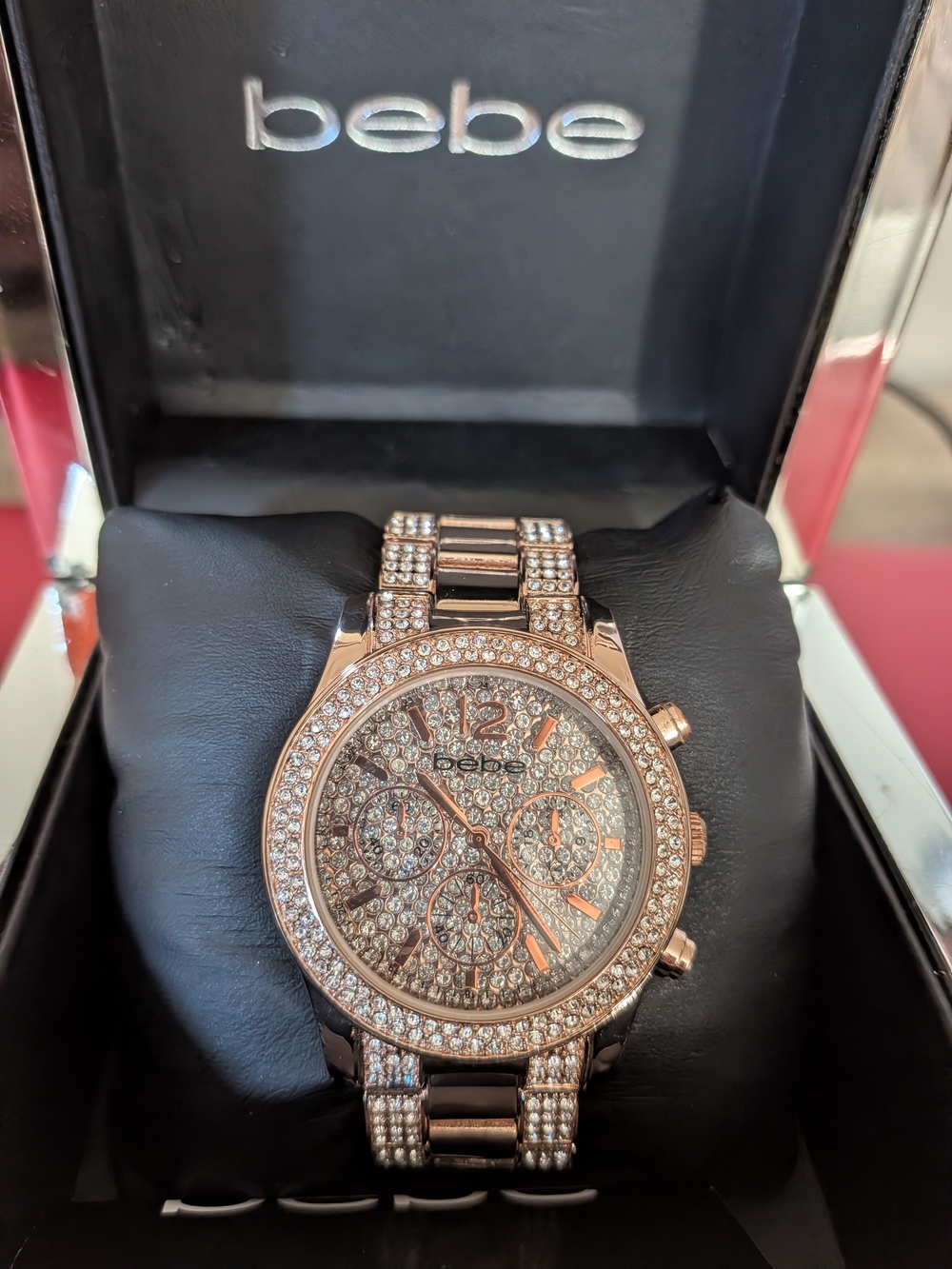 bebe Rose Gold Crystal Pavé Women's Bracelet Watch